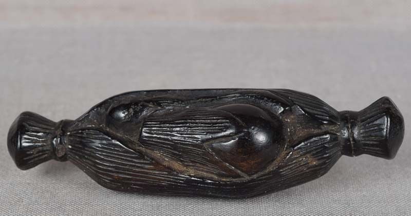 19c netsuke EGGPLANTS in STRAW BUNDLE (1 of 5)