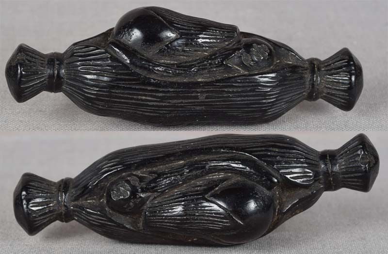 19c netsuke EGGPLANTS in STRAW BUNDLE - 2