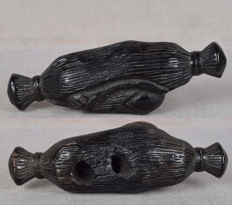 19c netsuke EGGPLANTS in STRAW BUNDLE - 3