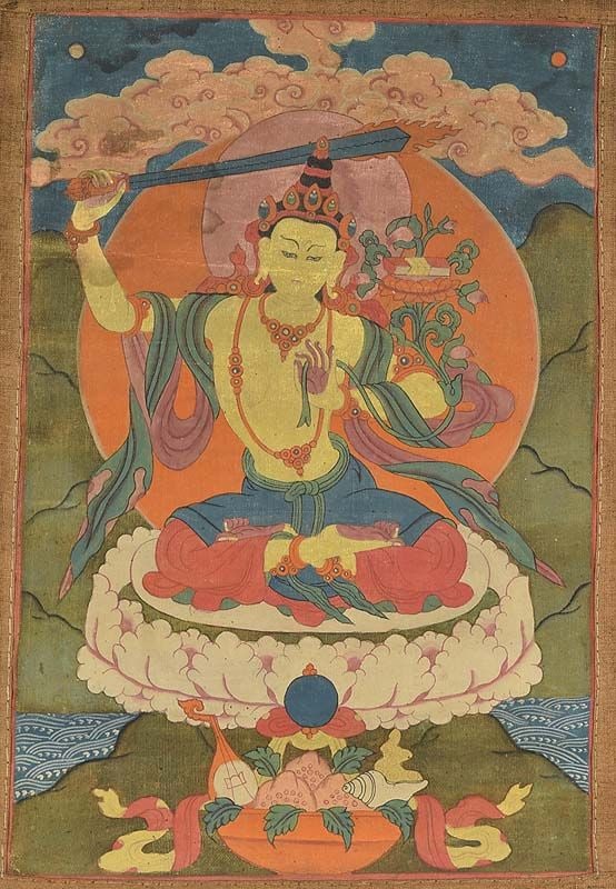 Early 19c Tibetan thangka BODHISATTVA MANJUSHRI - 2