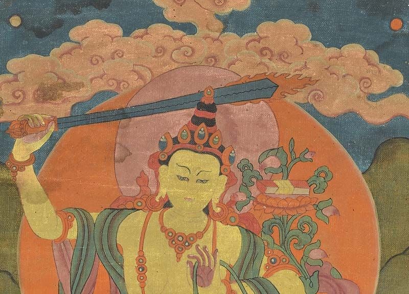 Early 19c Tibetan thangka BODHISATTVA MANJUSHRI - 3