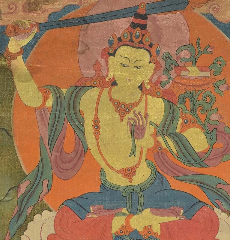 Early 19c Tibetan thangka BODHISATTVA MANJUSHRI - 4
