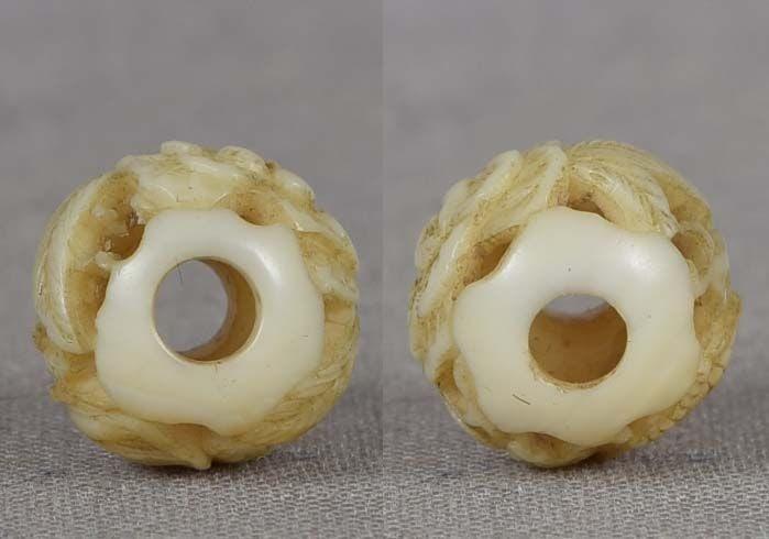 19c ojime netsuke slide BUTTERFLY & PEONY - 4