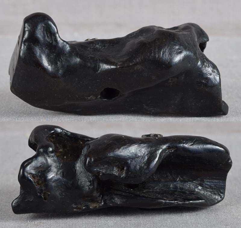 19c ebony netsuke WASP on a log - 4