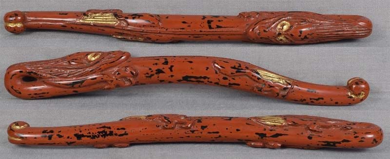 19c Negoro sashi netsuke CLOUD DRAGON 18.3 cm - 2