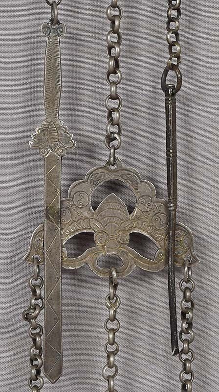 19c Tibetan / Chinese silver CHATELAINE - 2