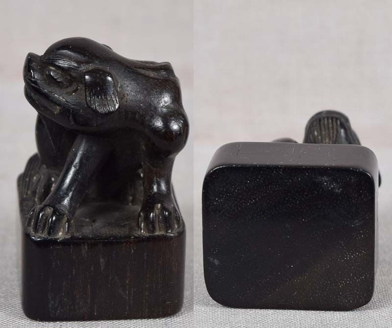 Early 19c ebony netsuke SHISHI - 4