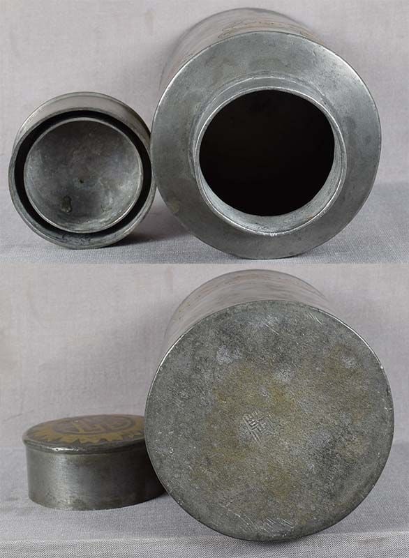 18c Chinese pewter TEA CADDY inlaid BATS long life hallmarked - 4