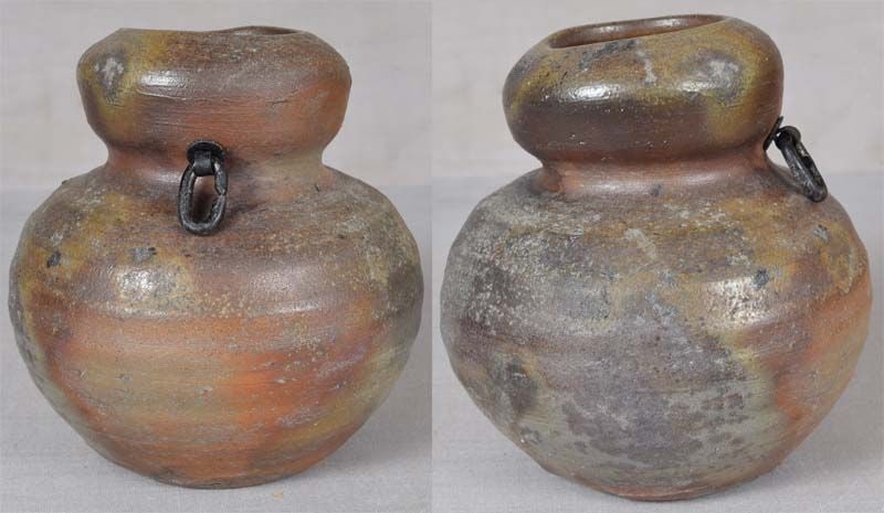 19c BIZEN tea ceremony WALL VASE marked - 3