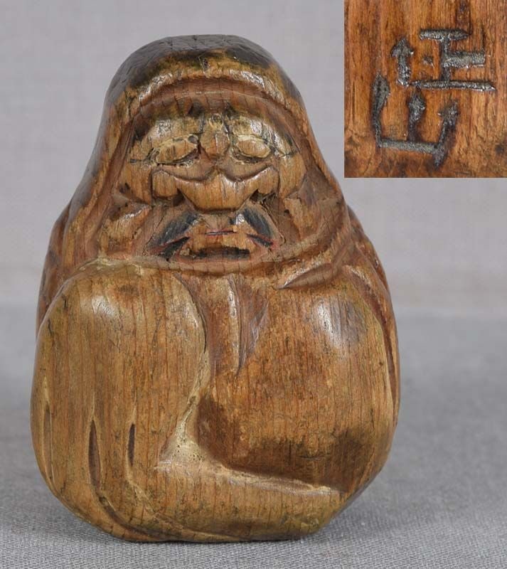 19c Hida netsuke DARUMA by SHOZAN (1 of 5)