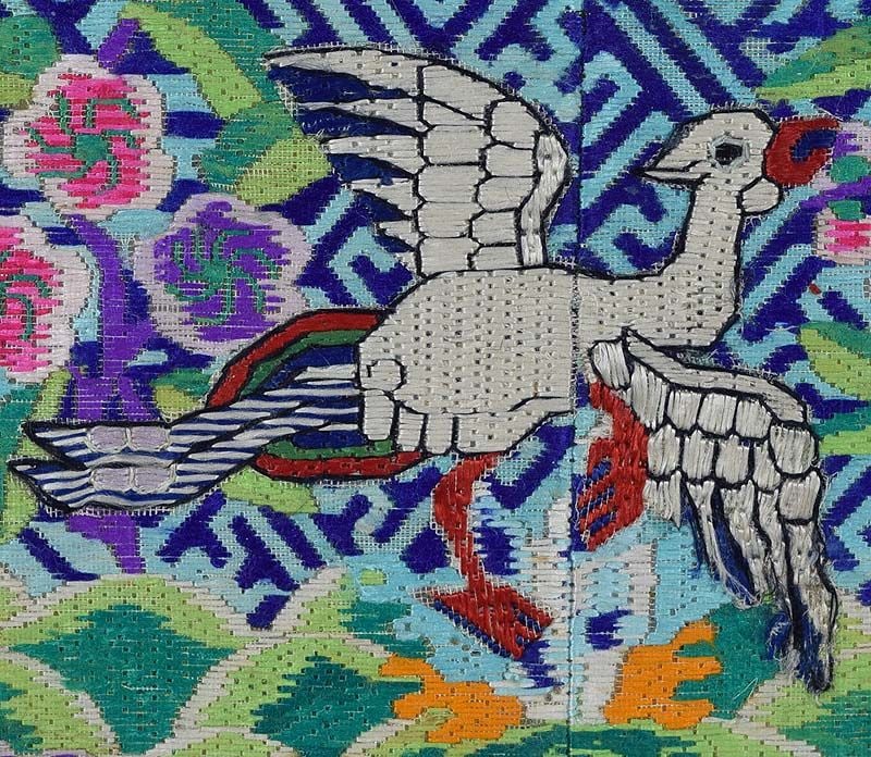 19c Chinese textile 5th RANK BADGE mandarin square - 2