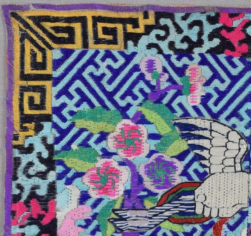 19c Chinese textile 5th RANK BADGE mandarin square - 3