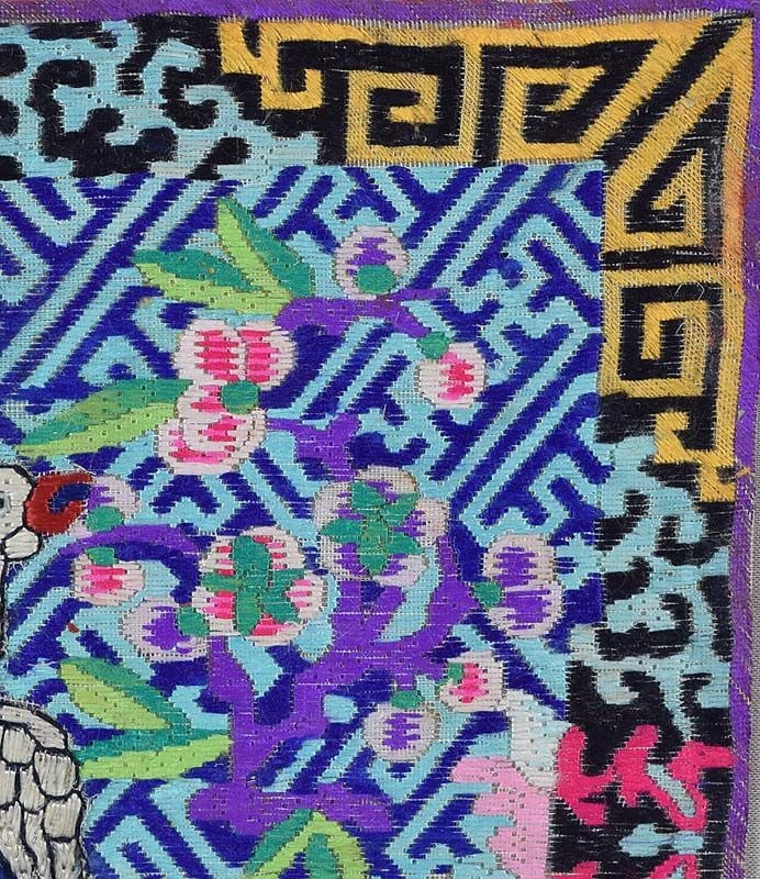 19c Chinese textile 5th RANK BADGE mandarin square - 4