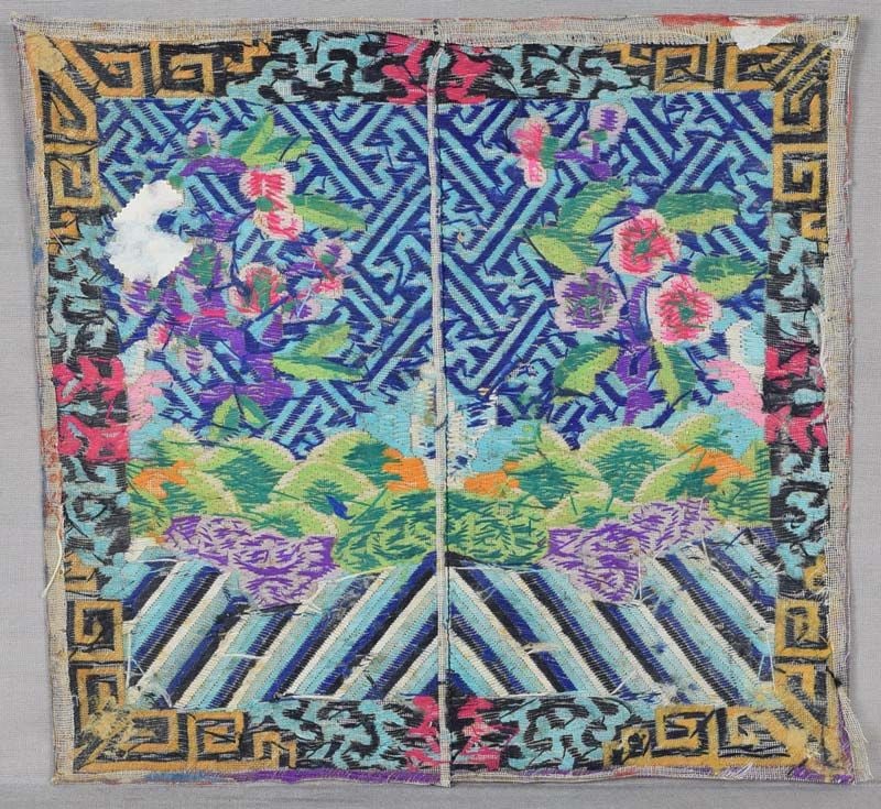 19c Chinese textile 5th RANK BADGE mandarin square - 6