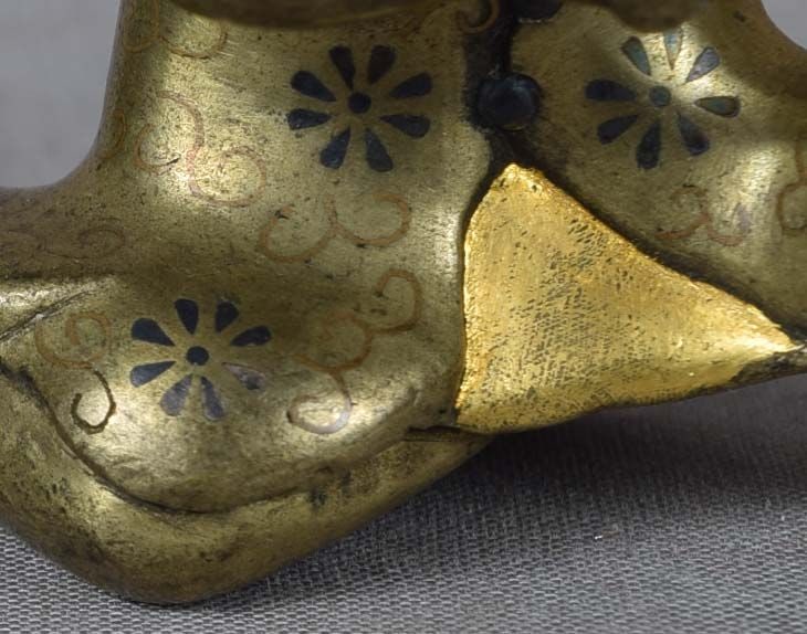 19c Japanese mixed metal SCROLL WEIGHT Chinese boy - 6