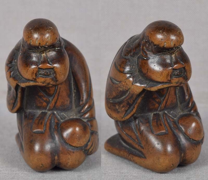 19c shunga netsuke OKAME & mushroom - 2