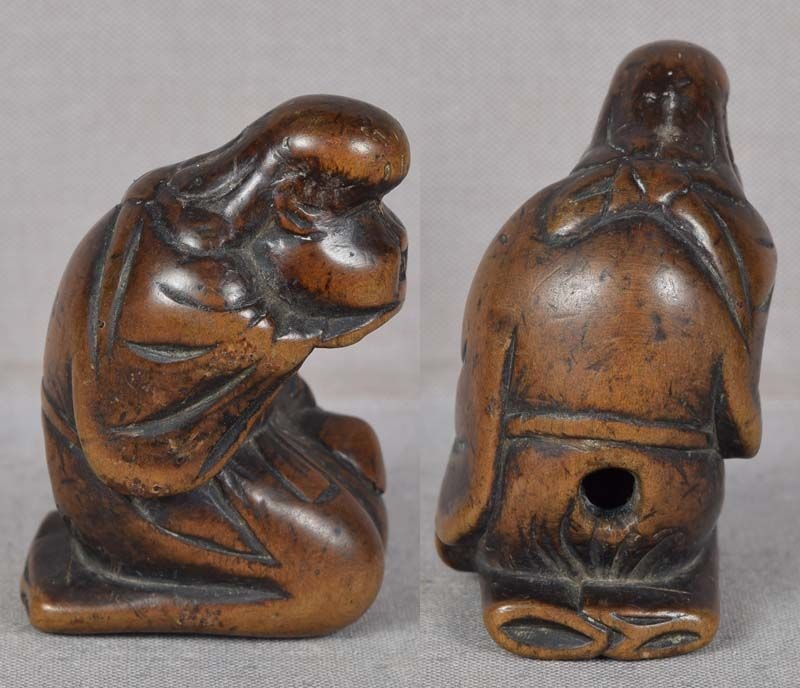 19c shunga netsuke OKAME & mushroom - 4
