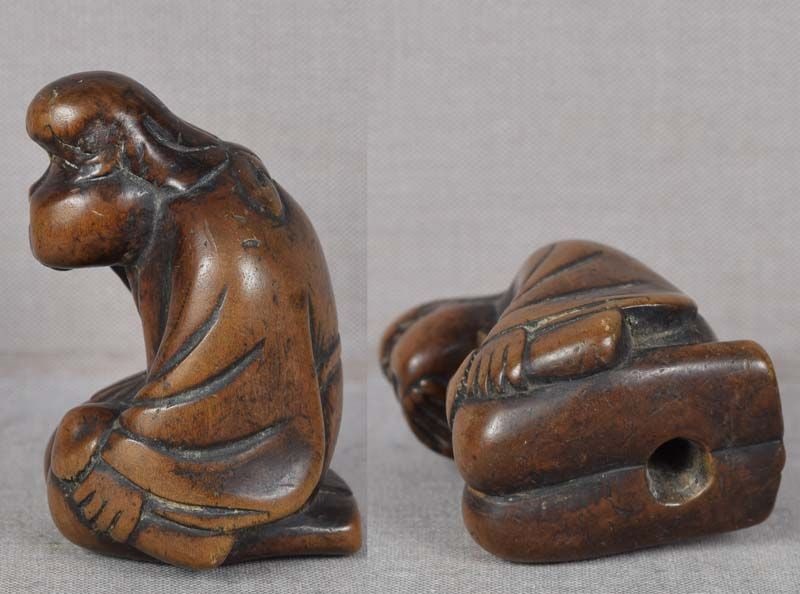 19c shunga netsuke OKAME & mushroom - 5