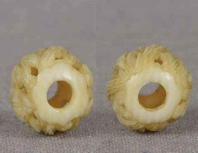 19c OJIME netsuke slide IRISES - 3
