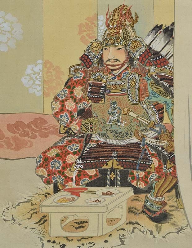 Japanese scroll painting samurai armored YOSHITSUNE by GEKKO - 3