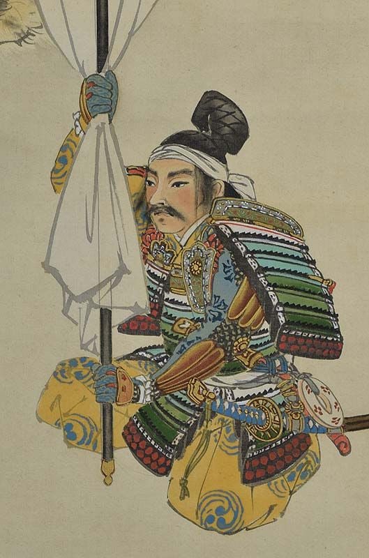 Japanese scroll painting samurai armored YOSHITSUNE by GEKKO - 4