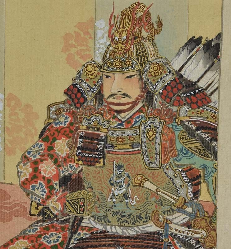 Japanese scroll painting samurai armored YOSHITSUNE by GEKKO - 6