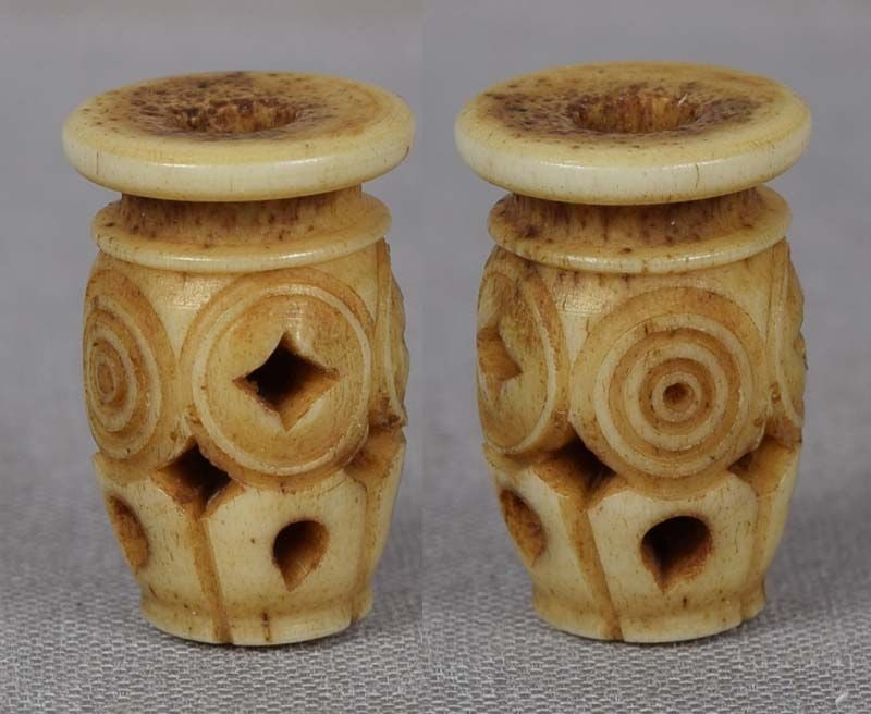 19c staghorn OJIME netsuke slide SAKE JAR coins - 2