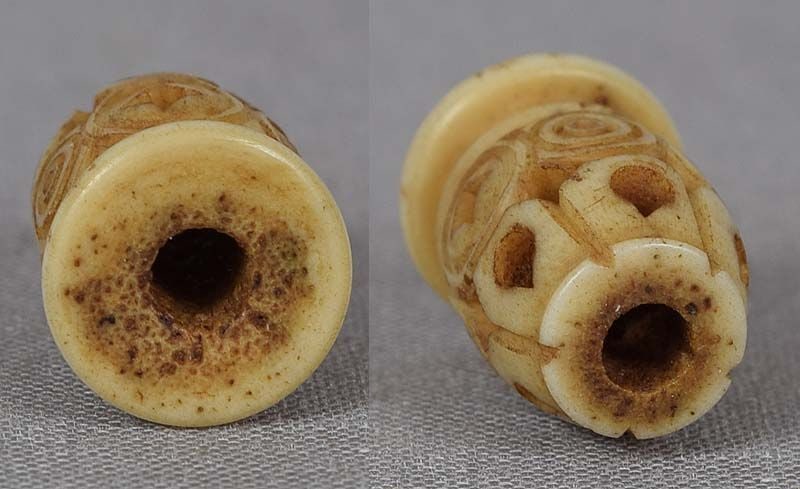 19c staghorn OJIME netsuke slide SAKE JAR coins - 3