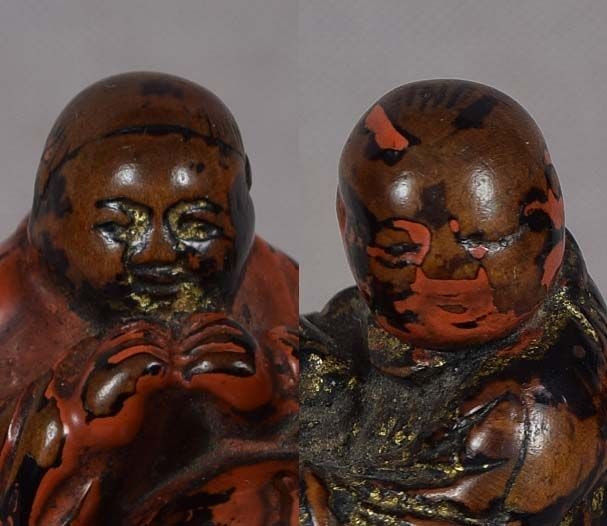Early 19c Negoro lacquer netsuke CHINESE SCHOLARS - 2
