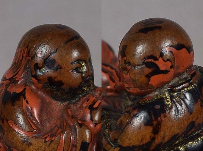 Early 19c Negoro lacquer netsuke CHINESE SCHOLARS - 5