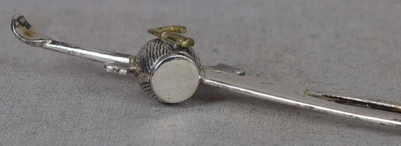 19c Japanese silver KANZASHI hair pin MALLET $ SACRED KEY - 4