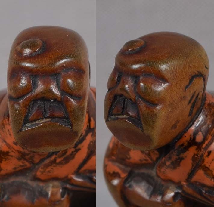 Early 19c Negoro lacquer netsuke blind MASSEUR - 2
