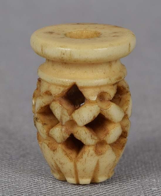 19c staghorn OJIME netsuke slide SAKE JAR - 3