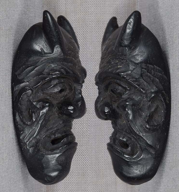 19c ebony netsuke DEMON HANNYA mask - 2