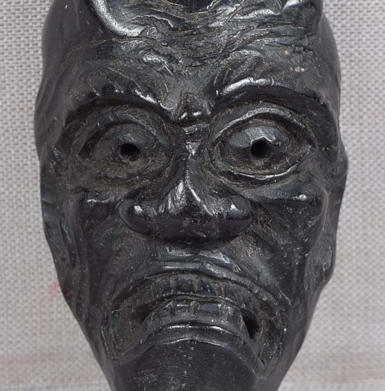 19c ebony netsuke DEMON HANNYA mask - 4