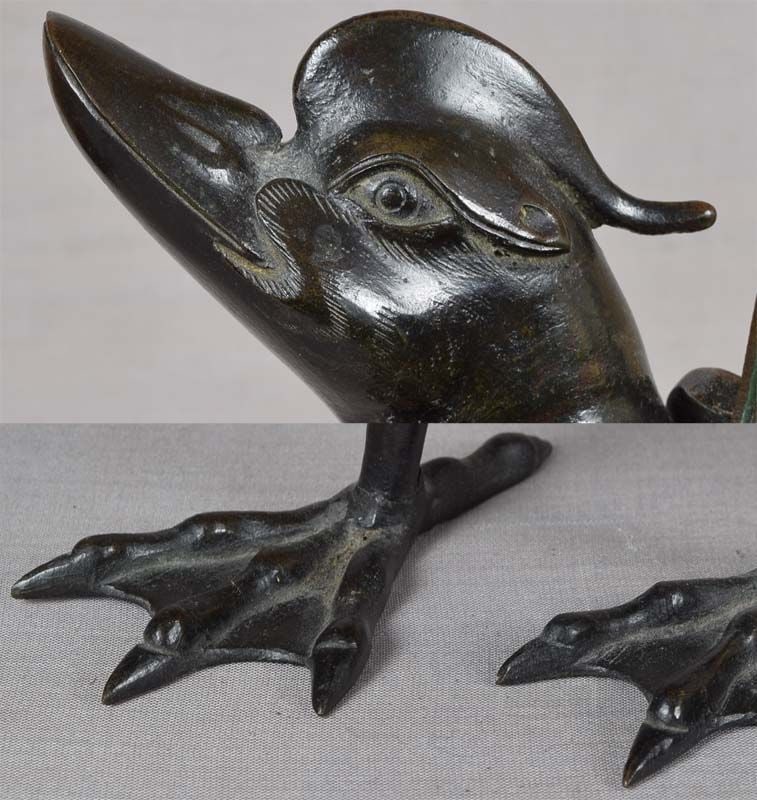 19c Chinese bronze champleve DUCK INCENSE BURNER - 6