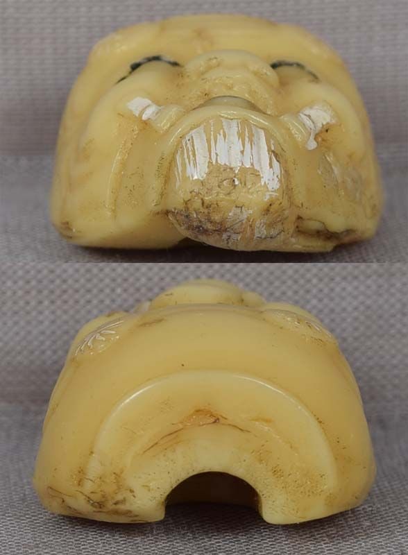1920s celluloid netsuke OKINA Sambaso MASK - 4