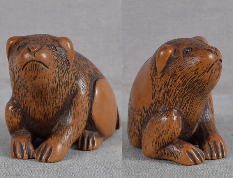 19c netsuke spotted PUPPY - 3