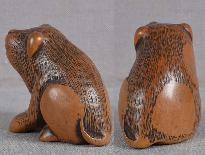 19c netsuke spotted PUPPY - 4