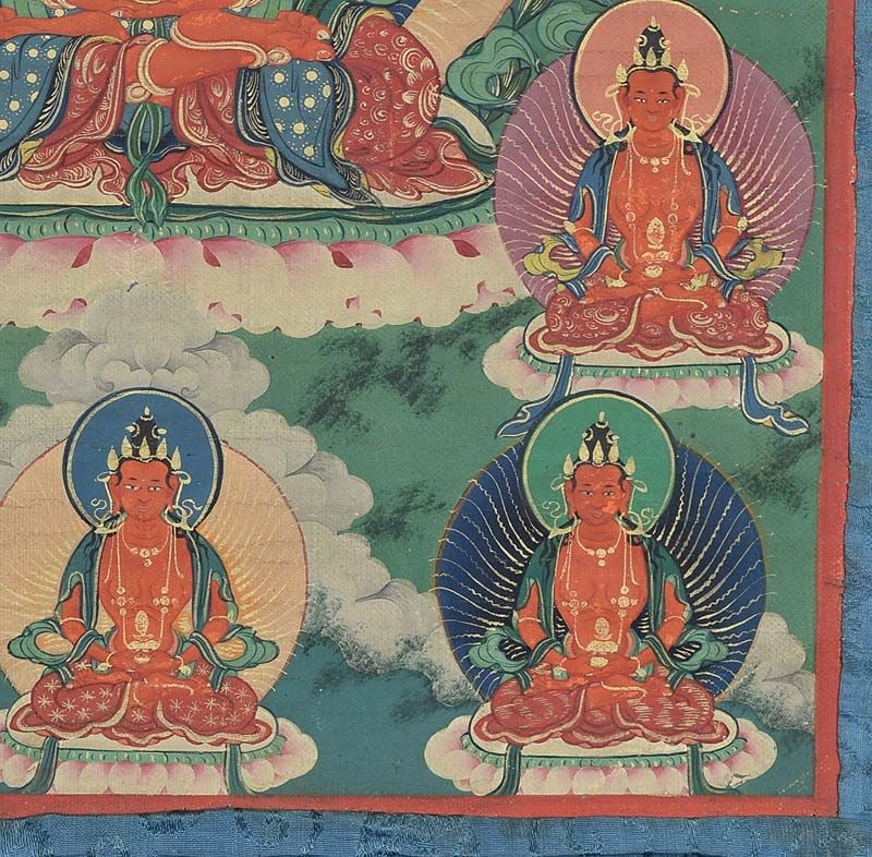 Early 19c Tibetan thangka AMITABHA with 8 manifestations - 3