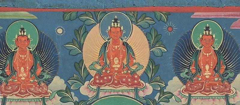 Early 19c Tibetan thangka AMITABHA with 8 manifestations - 5