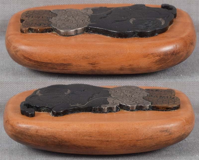 19c netsuke mixed metal BOY & buffalo - 3