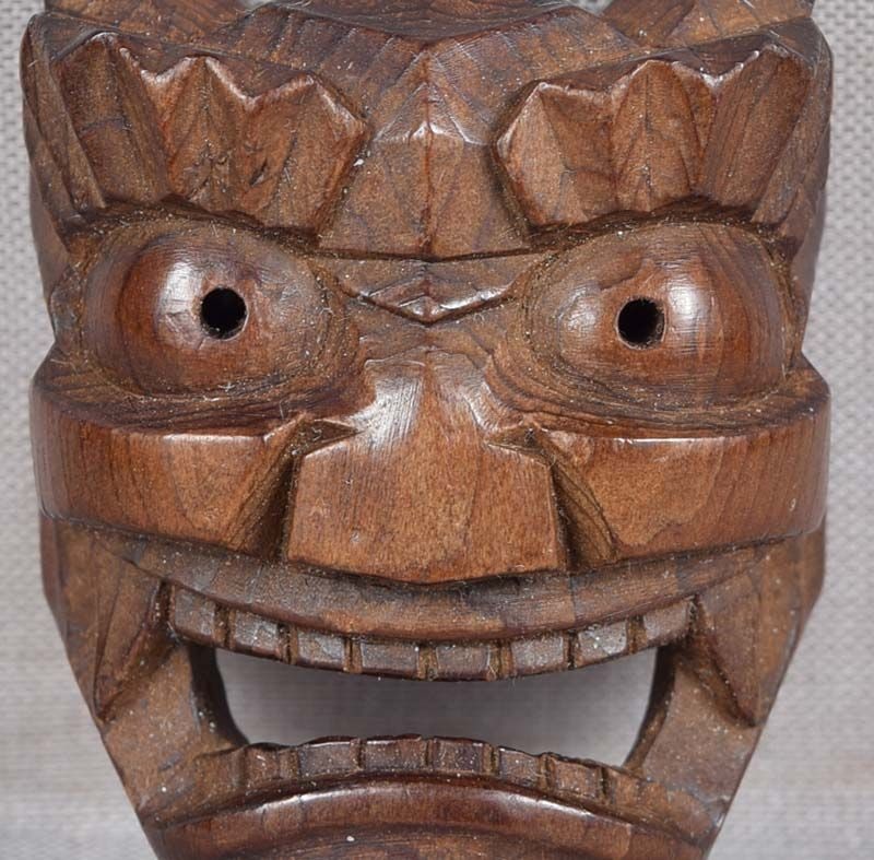 19c netsuke ONI mask by SUKEYOSHI Hida school - 4