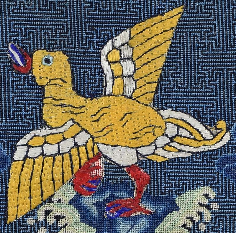 19c Chinese textile 4th RANK BADGE mandarin square - 2