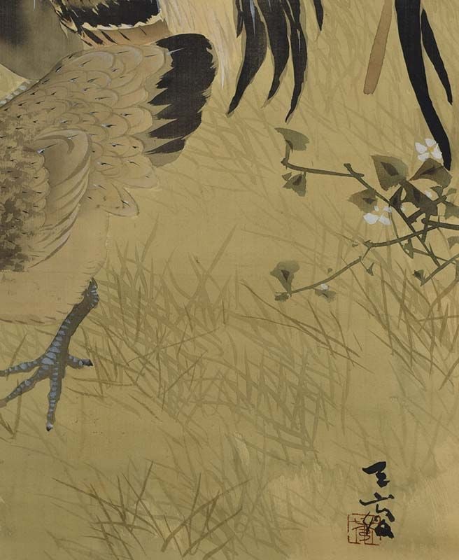 Japanese scroll painting ROOSTER & HEN by TENGA - 5