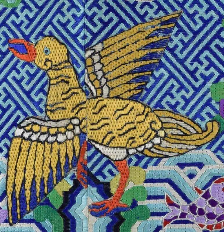 19c Chinese textile 4th RANK BADGE mandarin square - 2