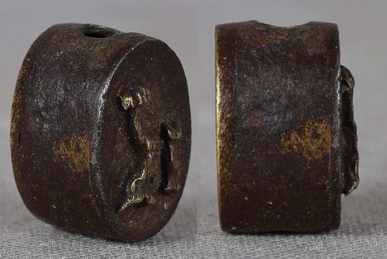 19c iron OJIME netsuke slide MUSHROOMS by TERU - 3