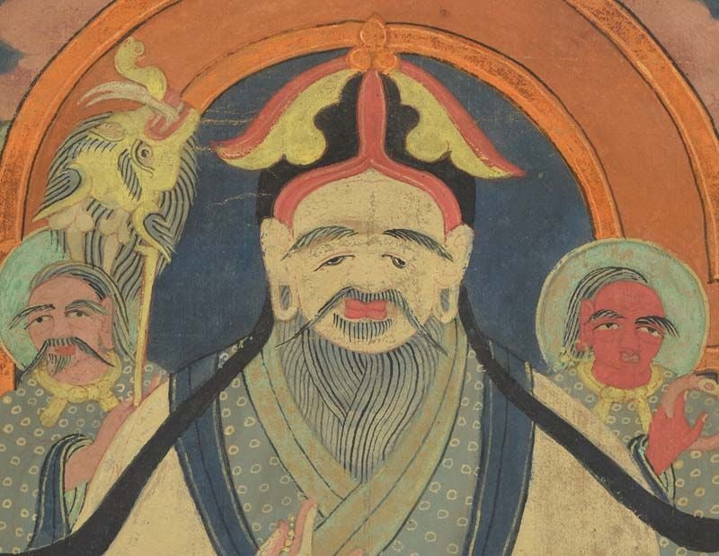 19c Tibetan / Mongolian thangka TSERENDUG The White Old Man - 2