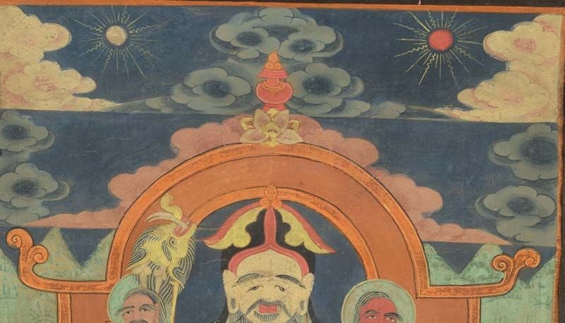 19c Tibetan / Mongolian thangka TSERENDUG The White Old Man - 3