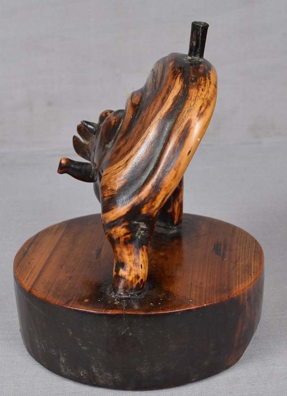 19c Chinese scholar rootwood INCENSE STICK HOLDER BUFFALO - 5